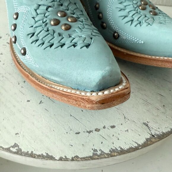 Lane COSSETTE Womens Cowboy Bootie Size 6 Western Cowgirl Blue Short Ankle Boots - Picture 7 of 12